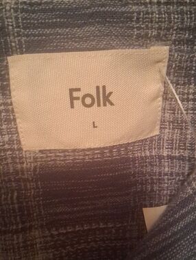 Folk Navy and White Checked SS Button Down Shirt L